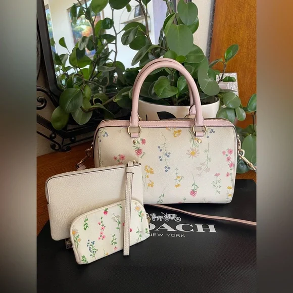 Coach Rowan Floral Satchel with Matching Wristlet - Picture 2 of 12